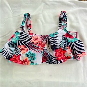 Kohl’s SO Tropical Print Flounce Bikini Top NWT M (7-9)